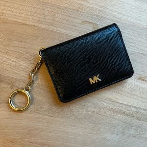 Michael Kors, Black and Gold, Bi-Fold Card Holder with Keychain